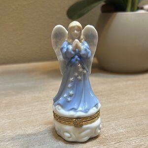 Vintage 2002 Ceramic "My Guardian Angel" Ring or Trinket Box By Roman, Inc.